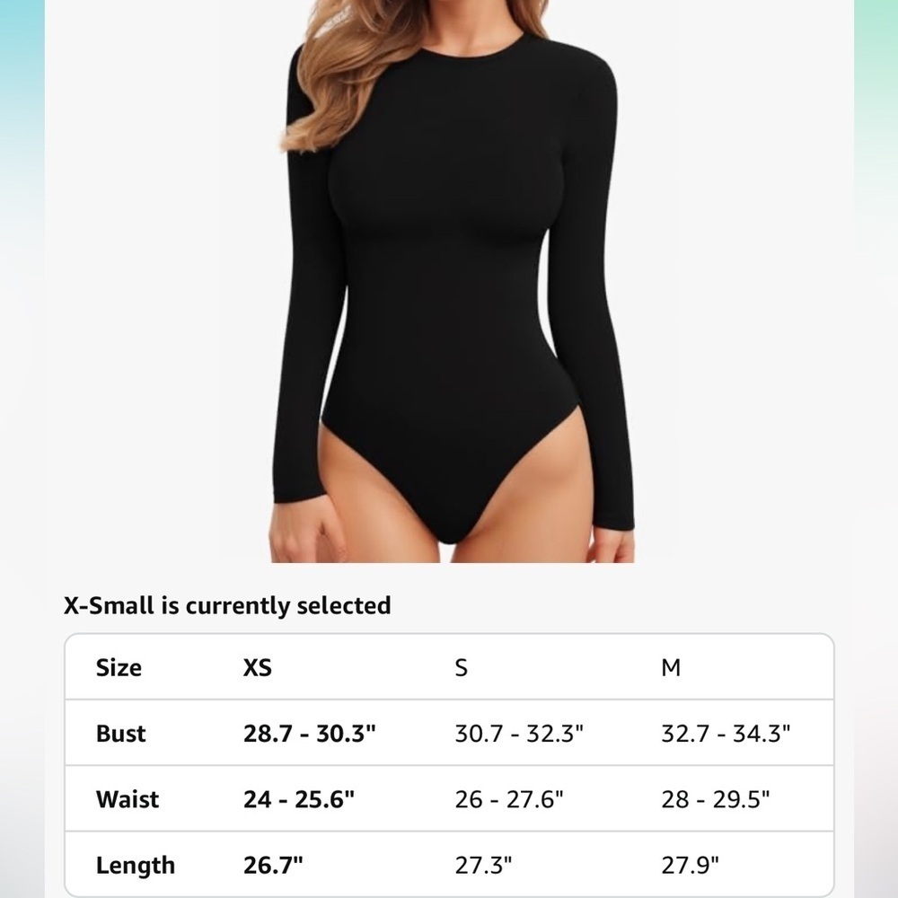 Black Fitted Crew Neck Bodysuit size XS - Picture 3 of 5
